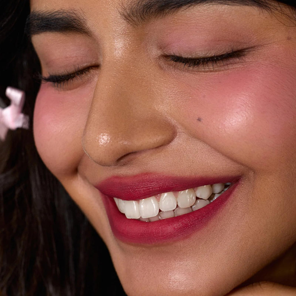 Flower Knows Strawberry Cupid Cake Lip Cream Tulip on lips for bold pink makeup looks
