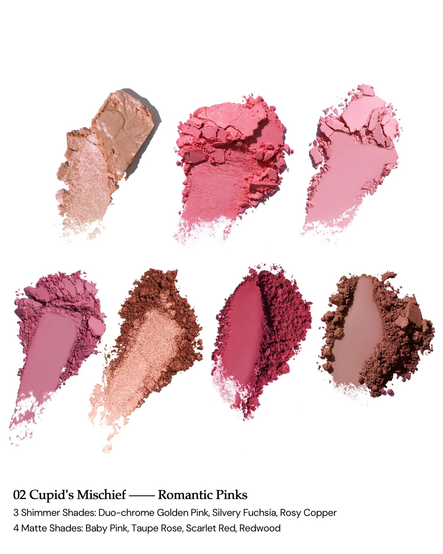 Flower Knows Strawberry Cupid Palette shades pan close-up shows baby pink to hot pink hues