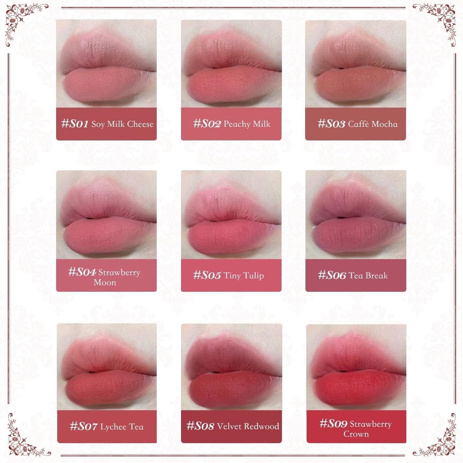 Flower Knows Strawberry Rococo Lip Cream application shows precise wand for smooth, even coverage.