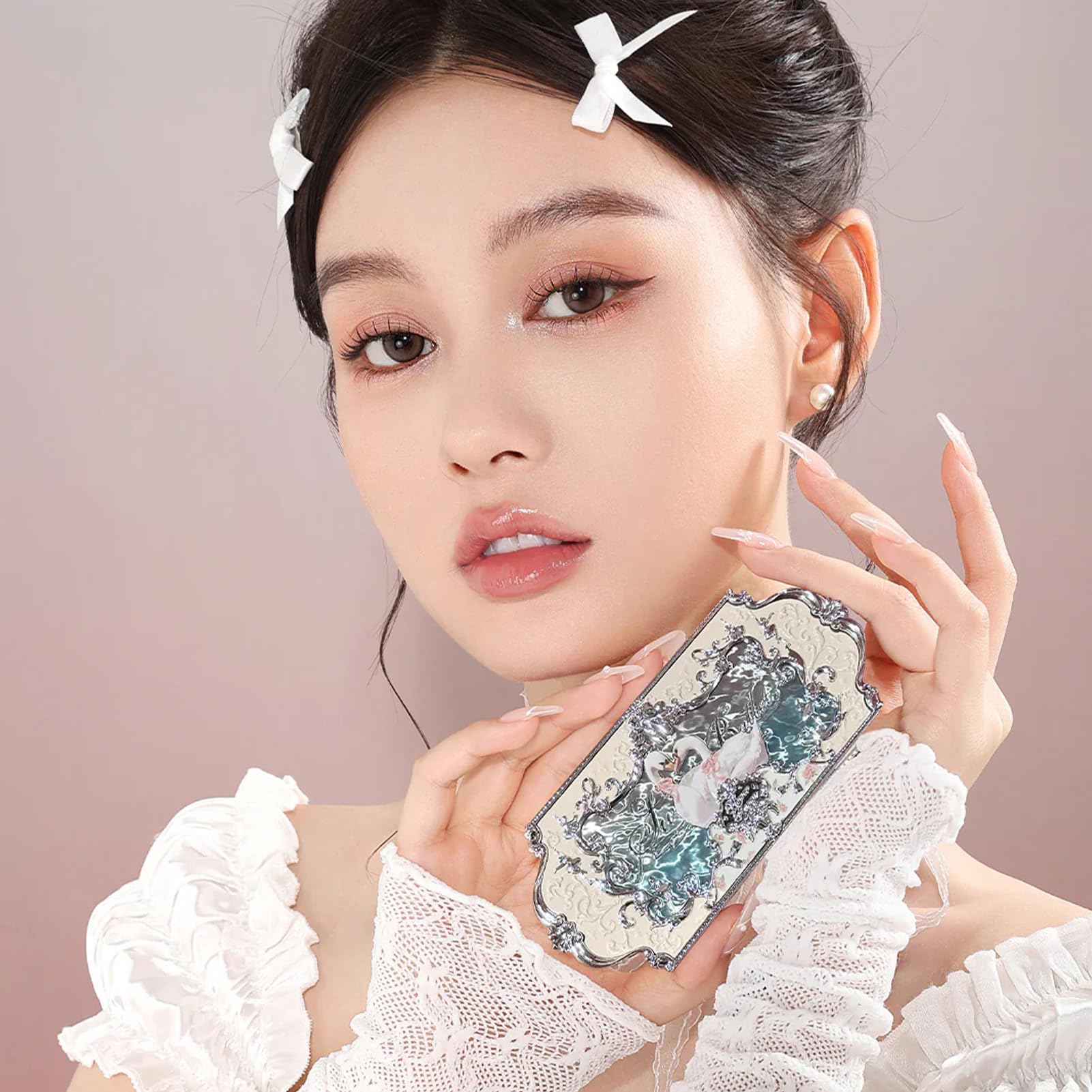 Flower Knows Swan Ballet 01 White Swan swatches show warm neutrals for everyday elegance.