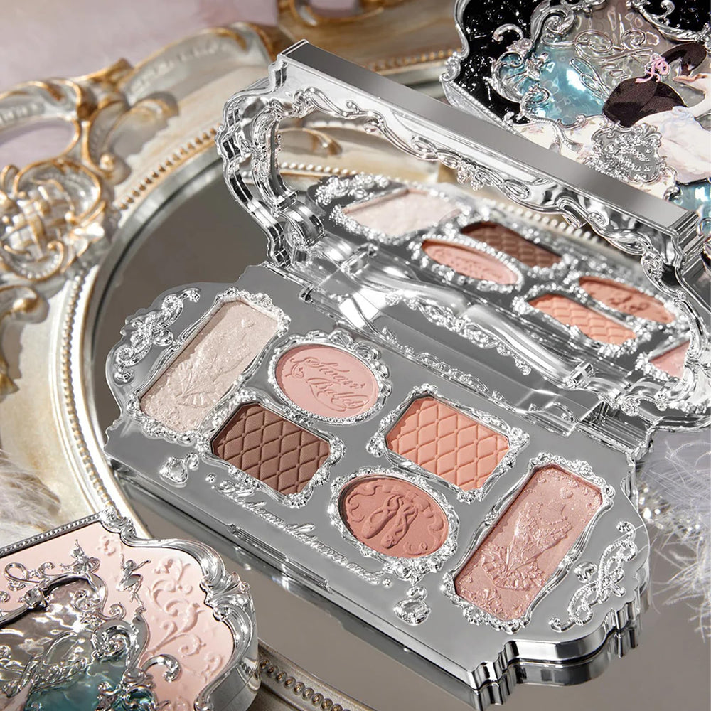 Flower Knows Swan Ballet compact with mirror enables precise makeup on the go.