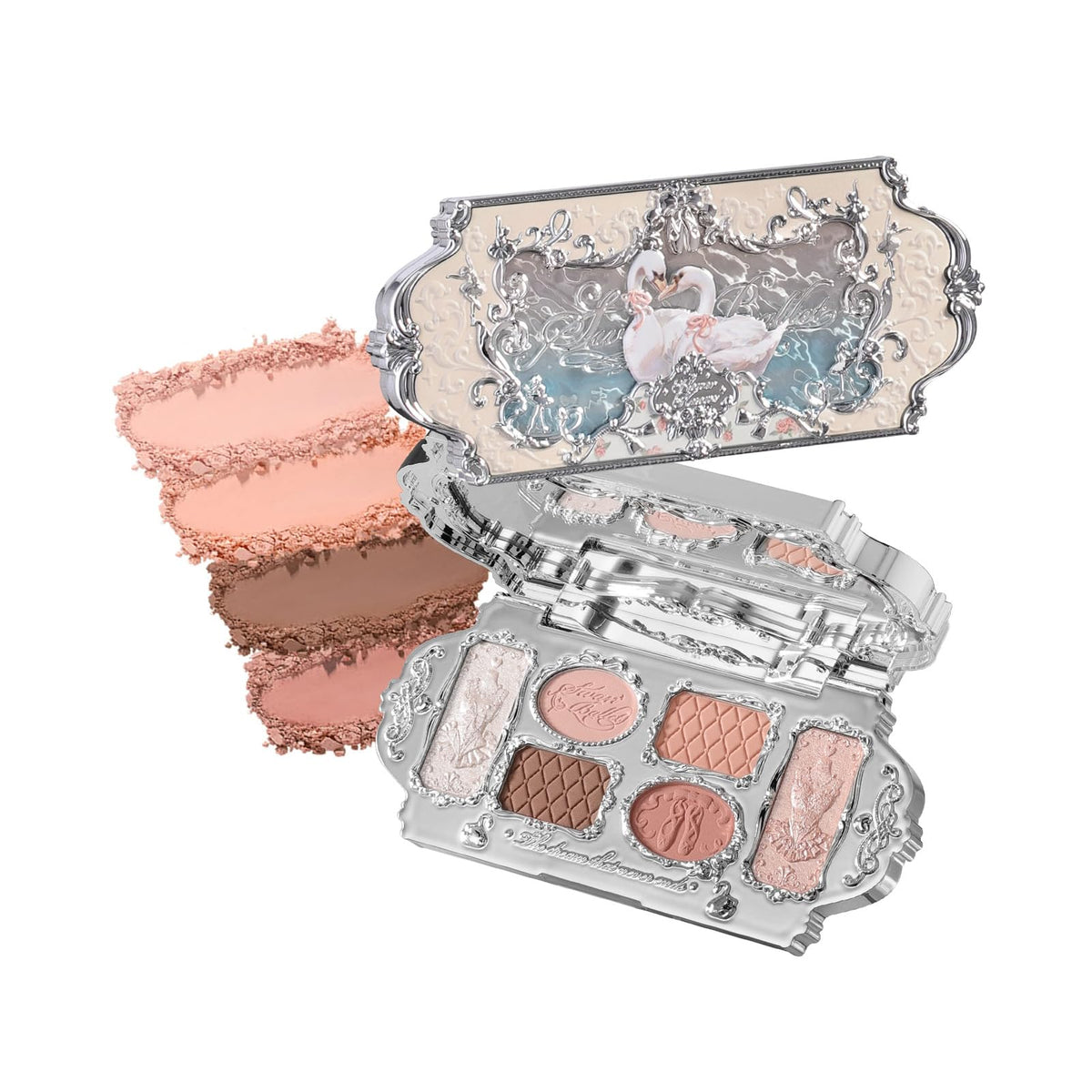 Flower Knows Swan Ballet palette cover showcases elegant design for gifting and daily looks.