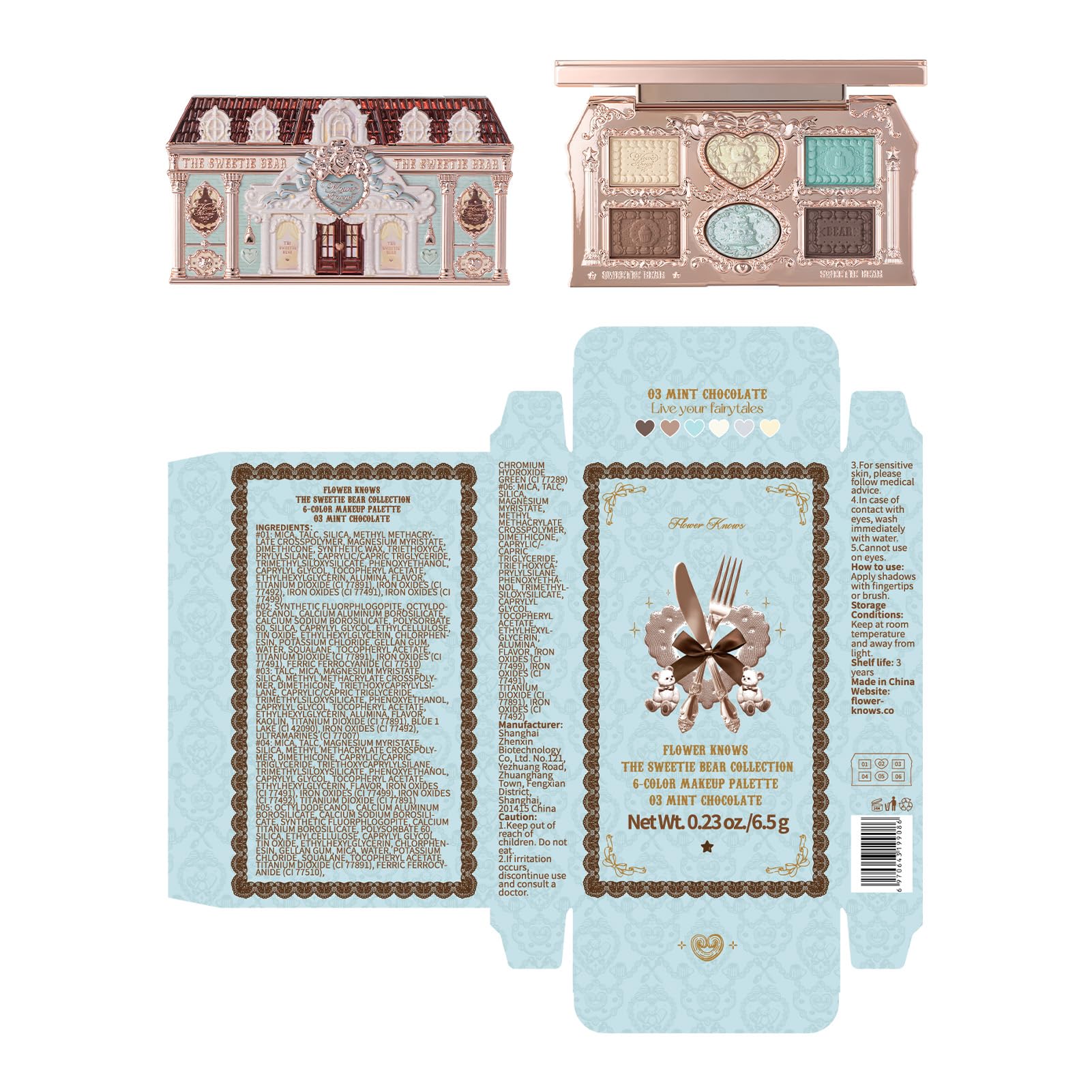 Flower Knows Sweetie Bear open palette reveals compact, organized color stories