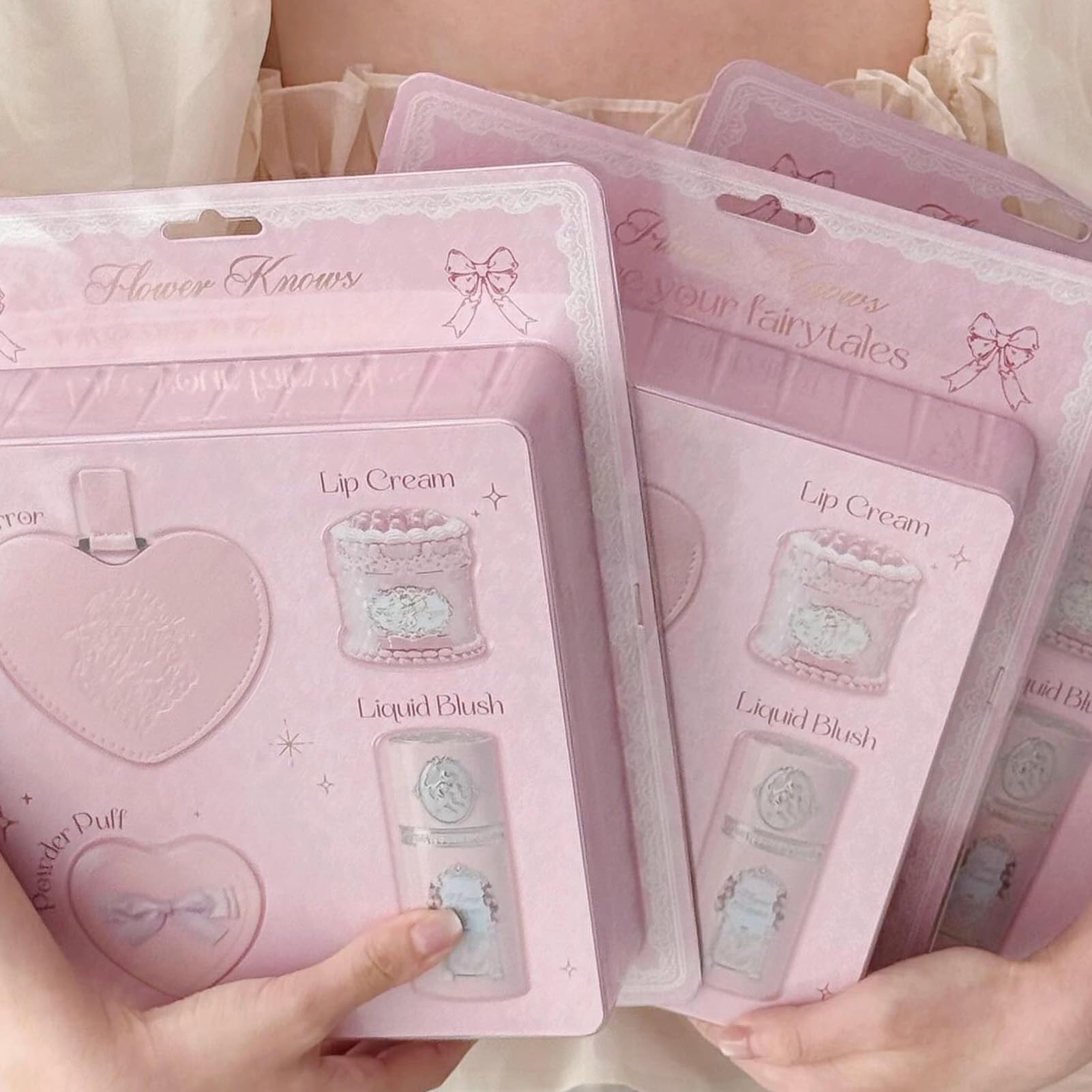 Flower Knows Travel-friendly makeup kit close-up emphasizes on-the-go refreshes.