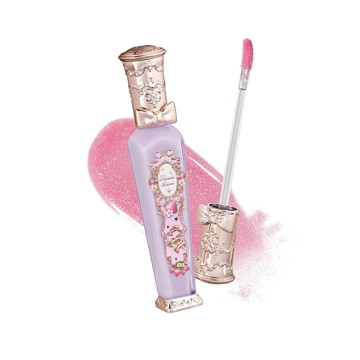 Flower Knows Violet Strawberry Rococo Glowy Lip Gloss packaging highlights premium design for gifting