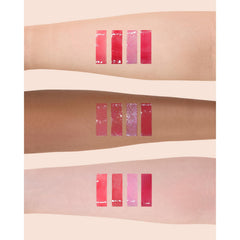 Flower Knows Violet Strawberry Rococo Glowy Lip Gloss close-up reveals delicate glitter particles