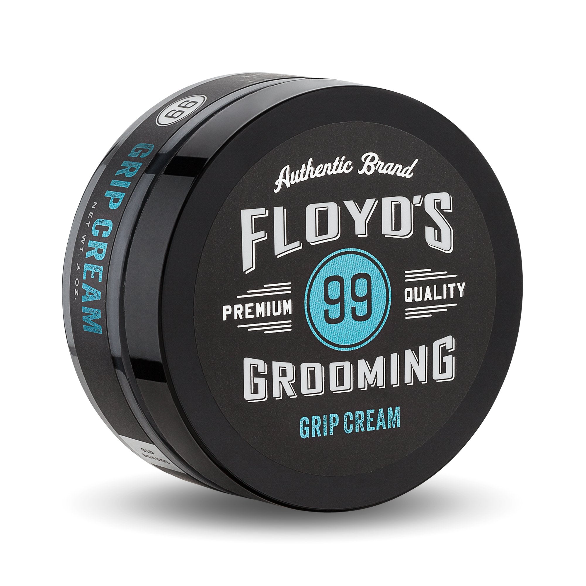 Floyd's 99 Grip Cream jar closeup shows rich texture for all-day hold.