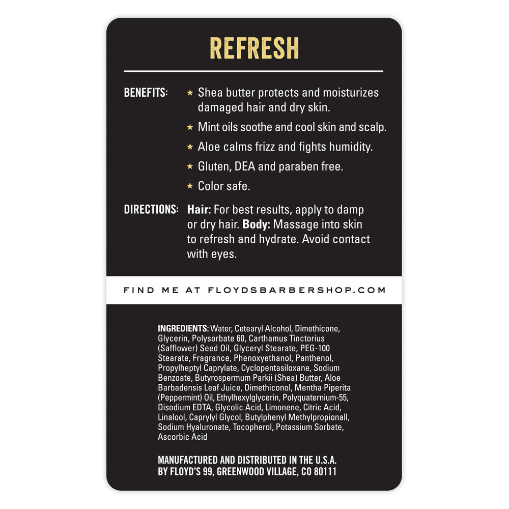 Floyd's 99 Refresh conditioner being applied helps detangle and ease styling.