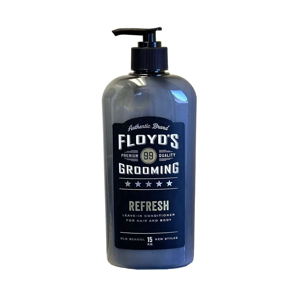Floyd's 99 Refresh conditioner bottle highlights cooling mint formula for hair.