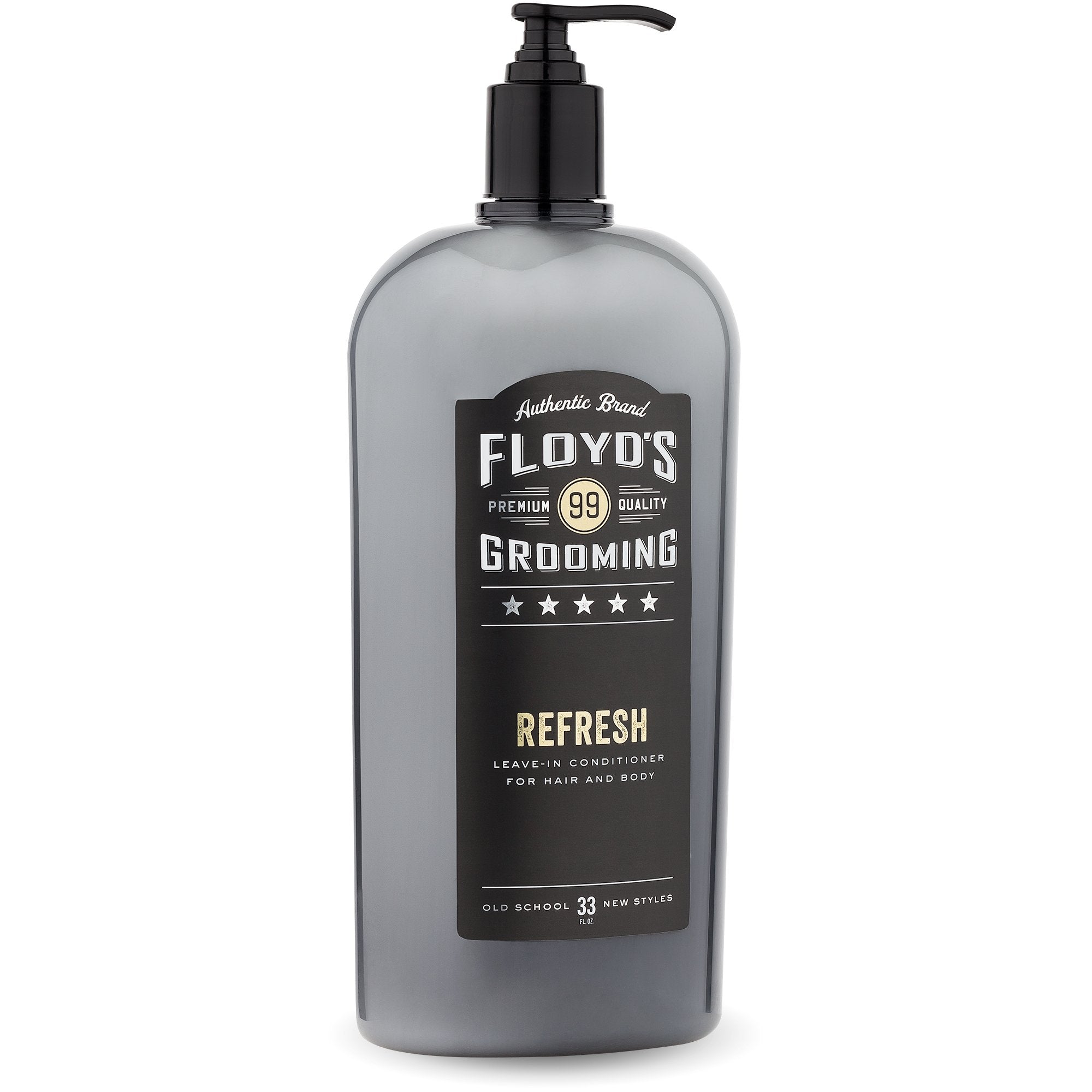 Floyd's 99 Refresh conditioner bottle front view emphasizes the 33 oz size for value.