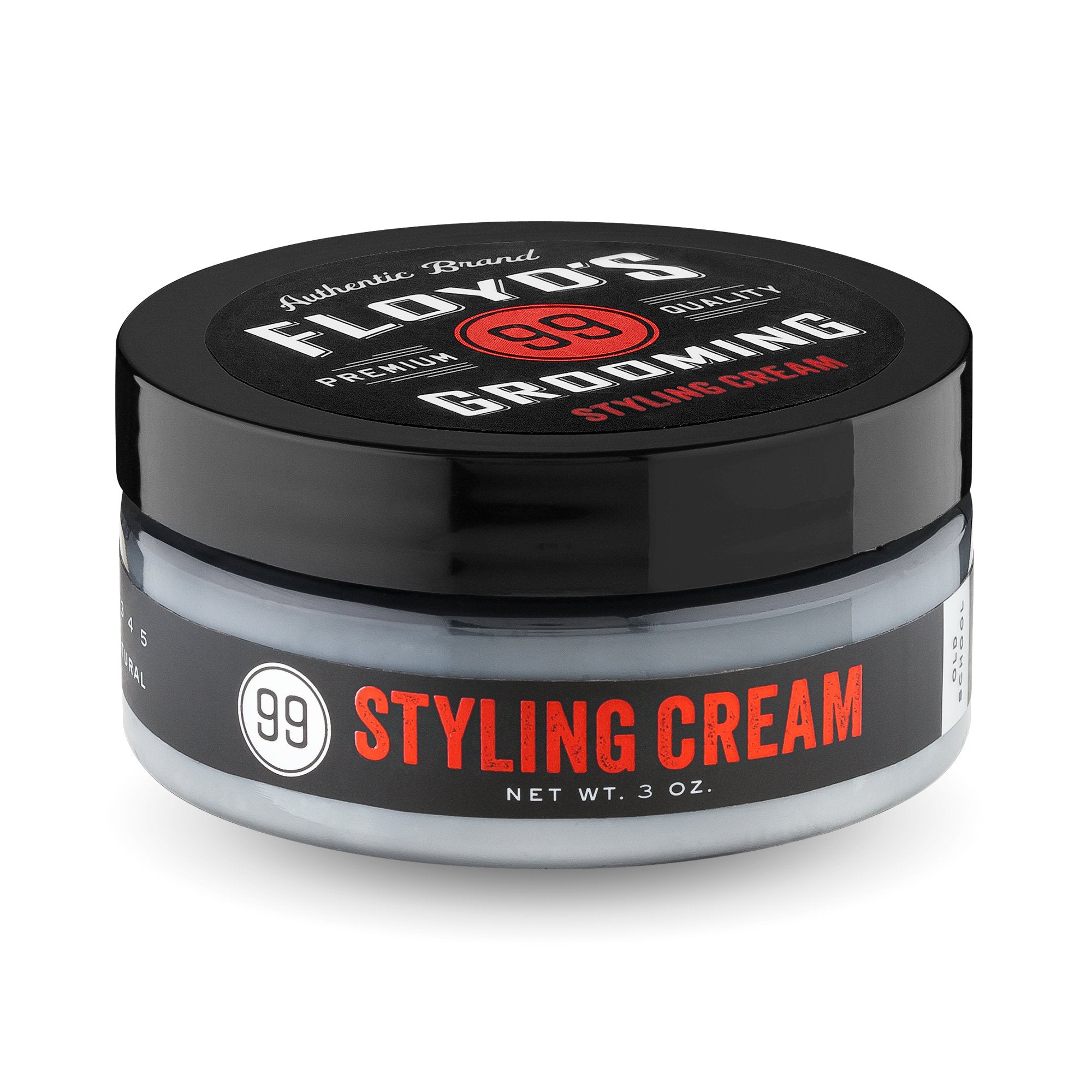 Floyd's 99 Styling Cream dispense-application close-up shows creamy texture for quick styling