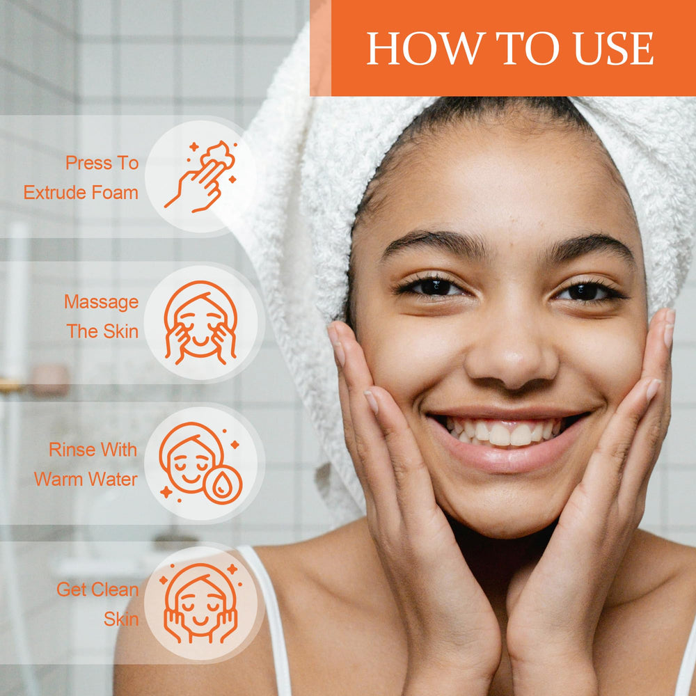 FluMisch face wash in use demonstrates gentle cleansing with a lemon scent.