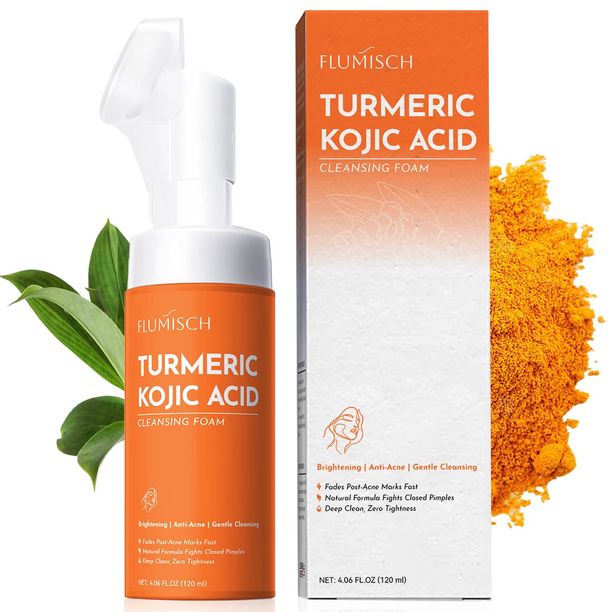 FluMisch Turmeric Kojic Acid Facial Cleanser bottle ready for a daily brightening cleanse.