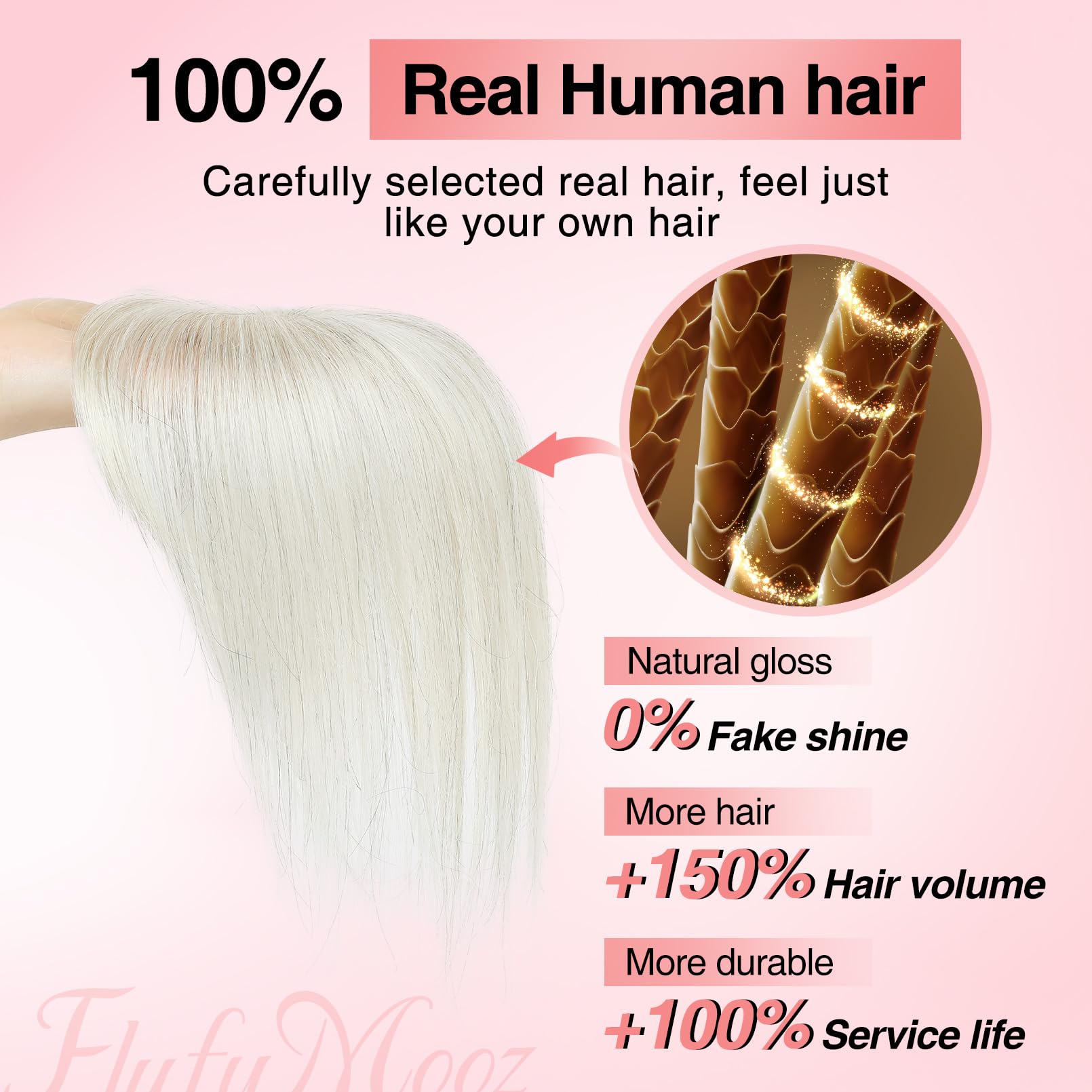Flufymooz 10inch topper side profile highlights seamless blend with natural hair