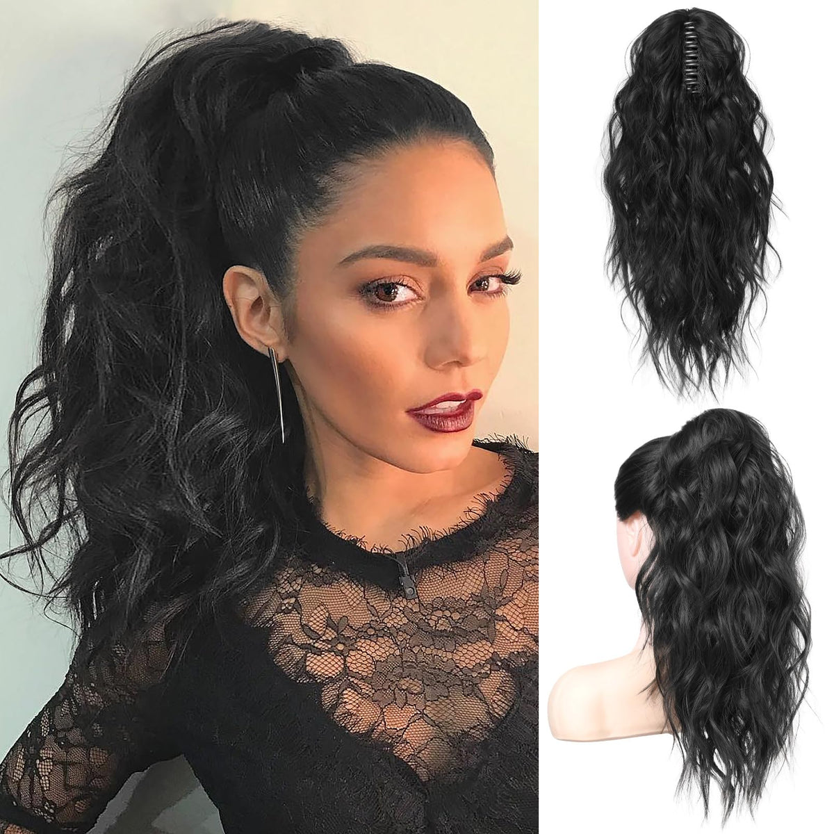 Flufymooz pony-tail 18in claw-clip design for effortless everyday volume.