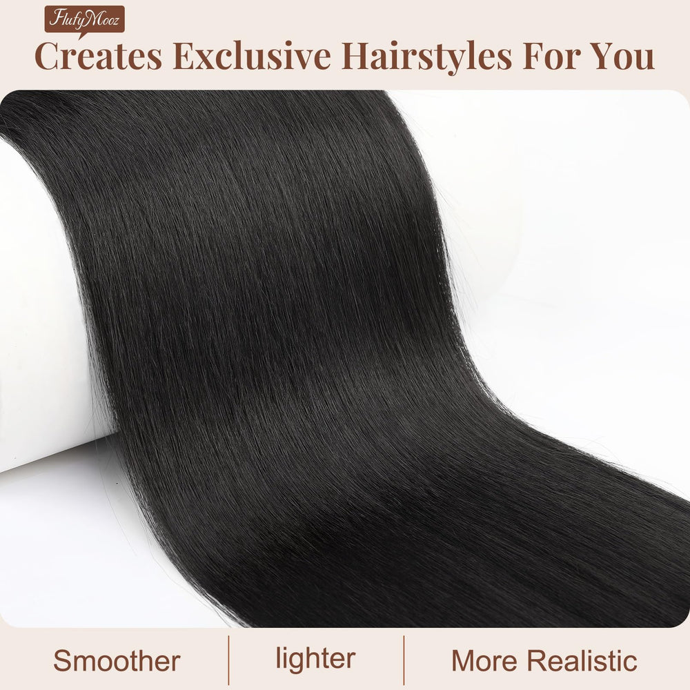 Flufymooz ponytail clip-in application demonstrates quick, secure styling.