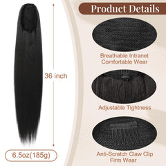 Flufymooz ponytail drawstring attachment highlights easy, all-day stability.