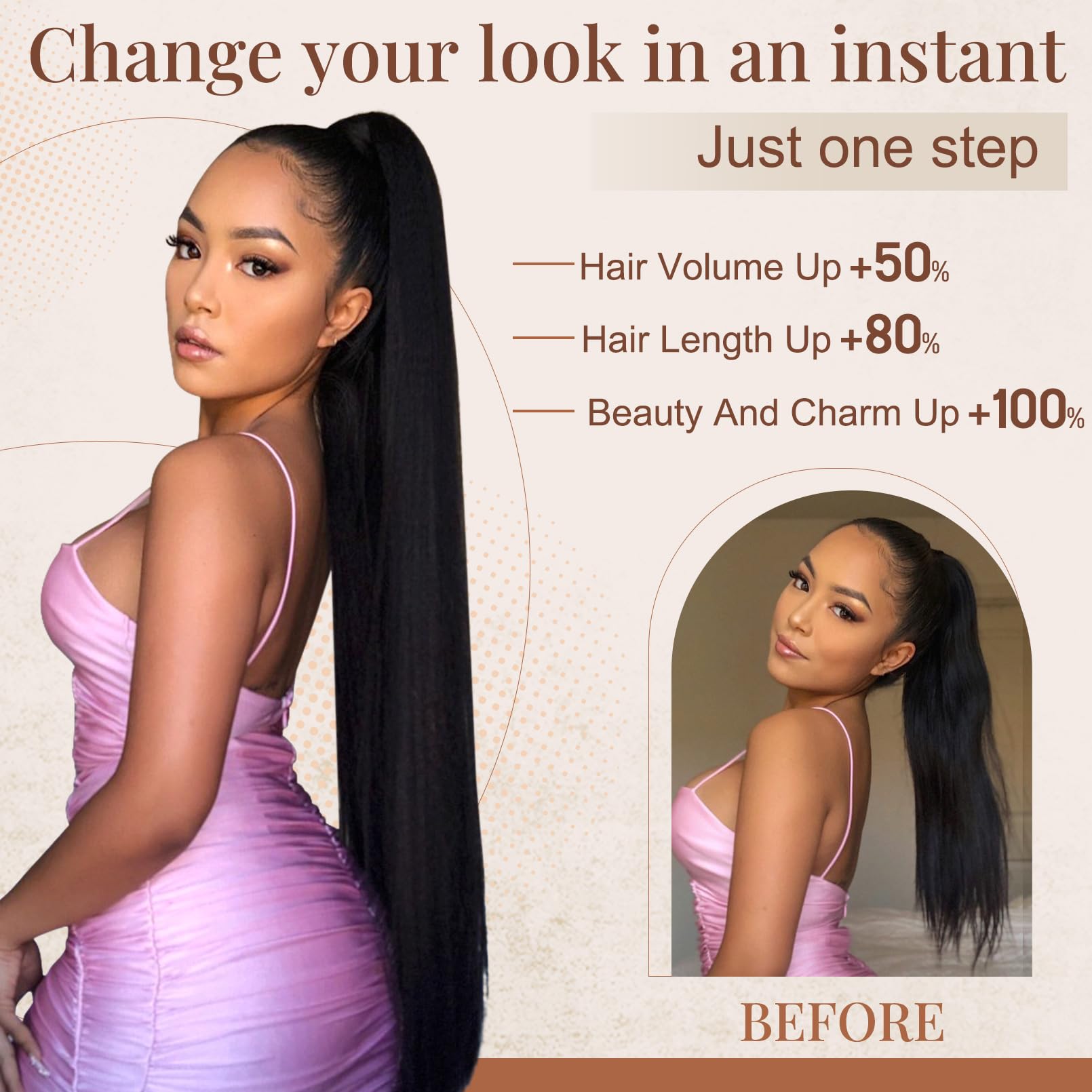 Flufymooz ponytail instant-volume demonstration showcases effortless transformation in seconds for events