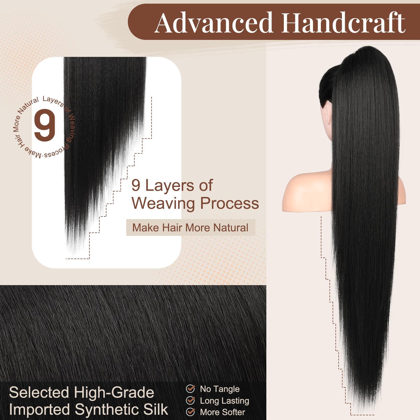 Flufymooz ponytail length and flow illustrate instant volume versatile looks.
