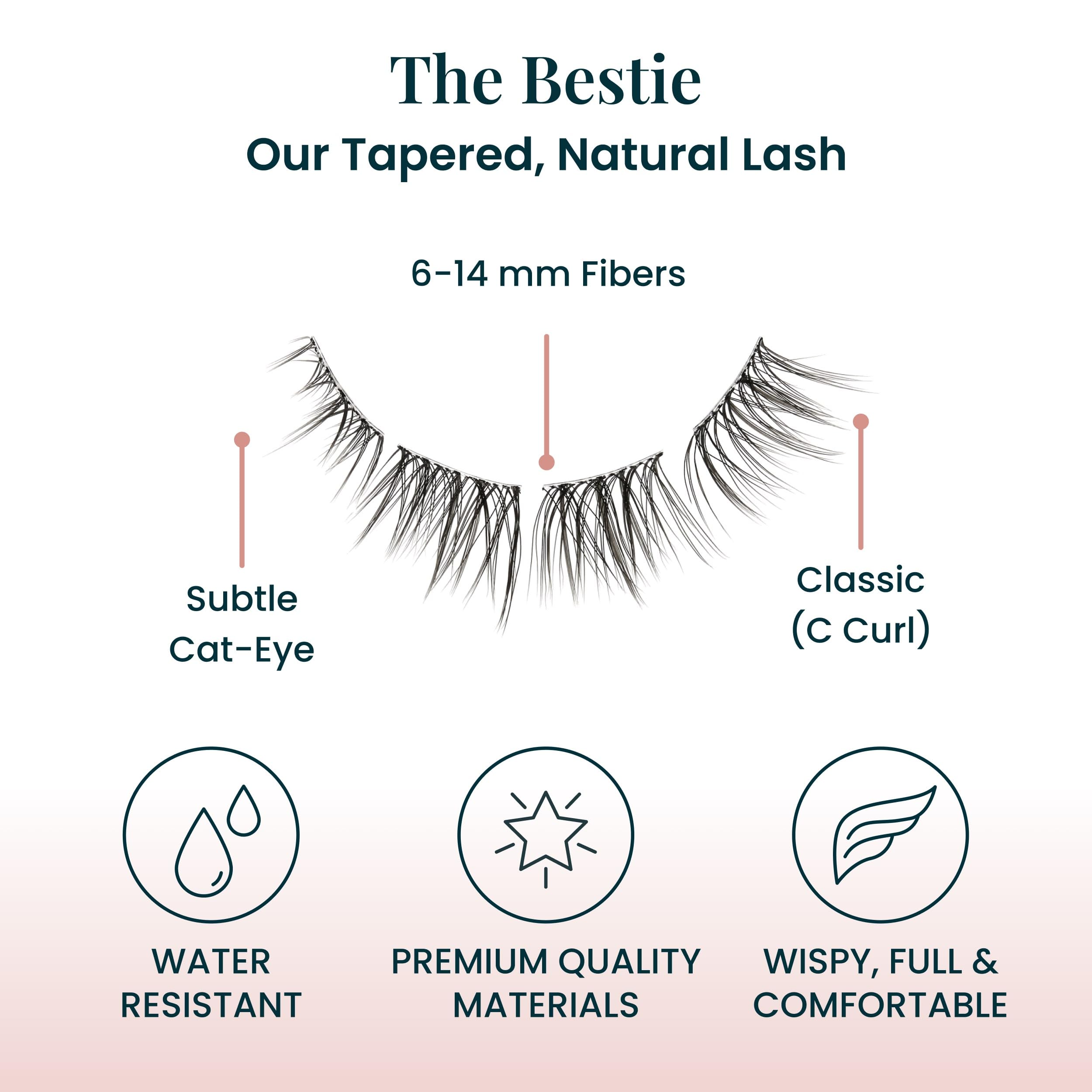 FlutterHabit Bestie doll-eyed application—easy DIY lash extension look.