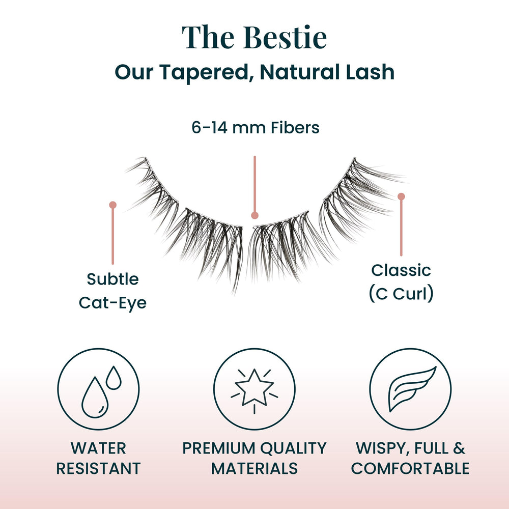 FlutterHabit Bestie doll-eyed application—easy DIY lash extension look.