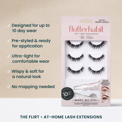 FlutterHabit Flirt Ready Set applicator included for precise at-home lash placement.