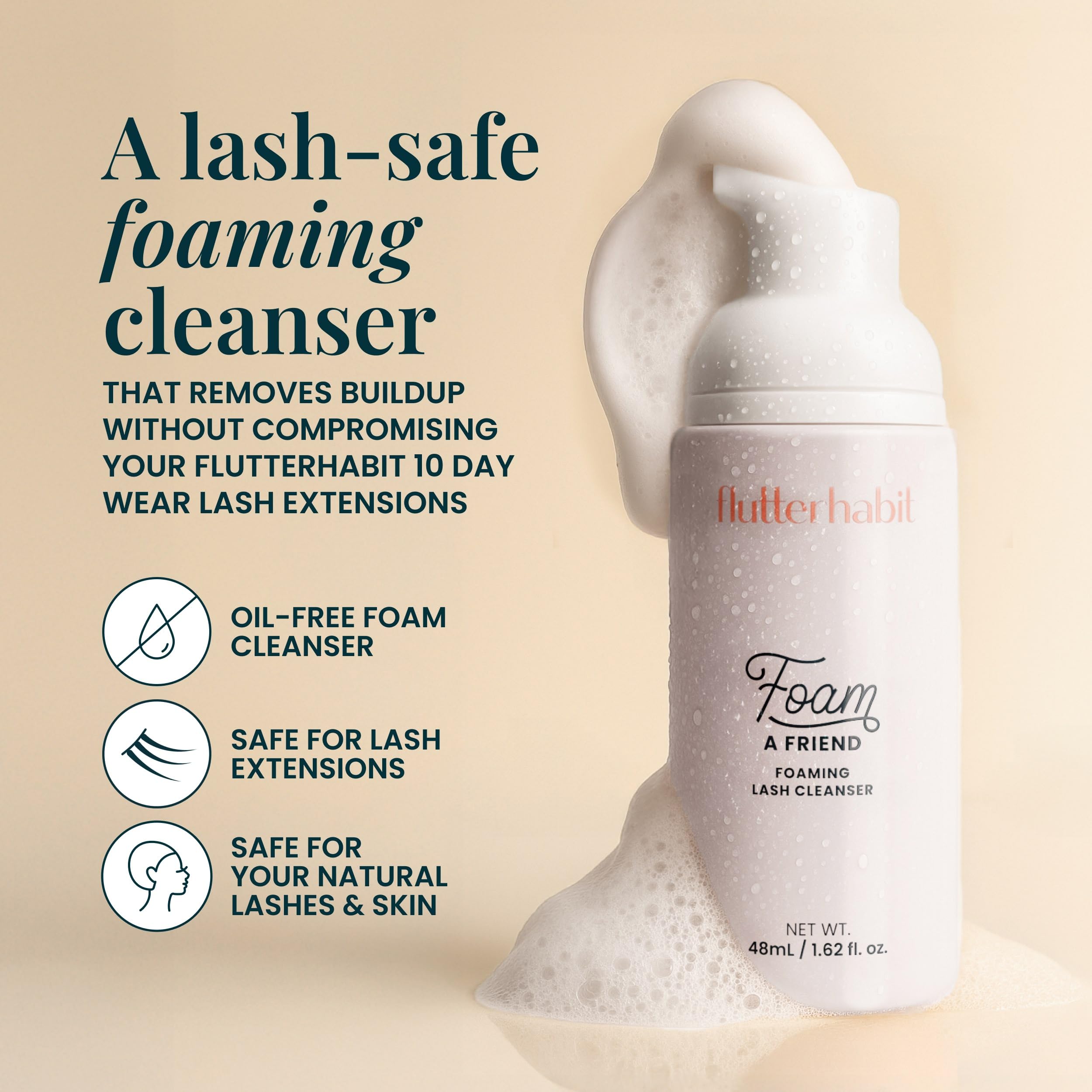 FlutterHabit Lash Shampoo brush massage illustrating easy lash line cleansing