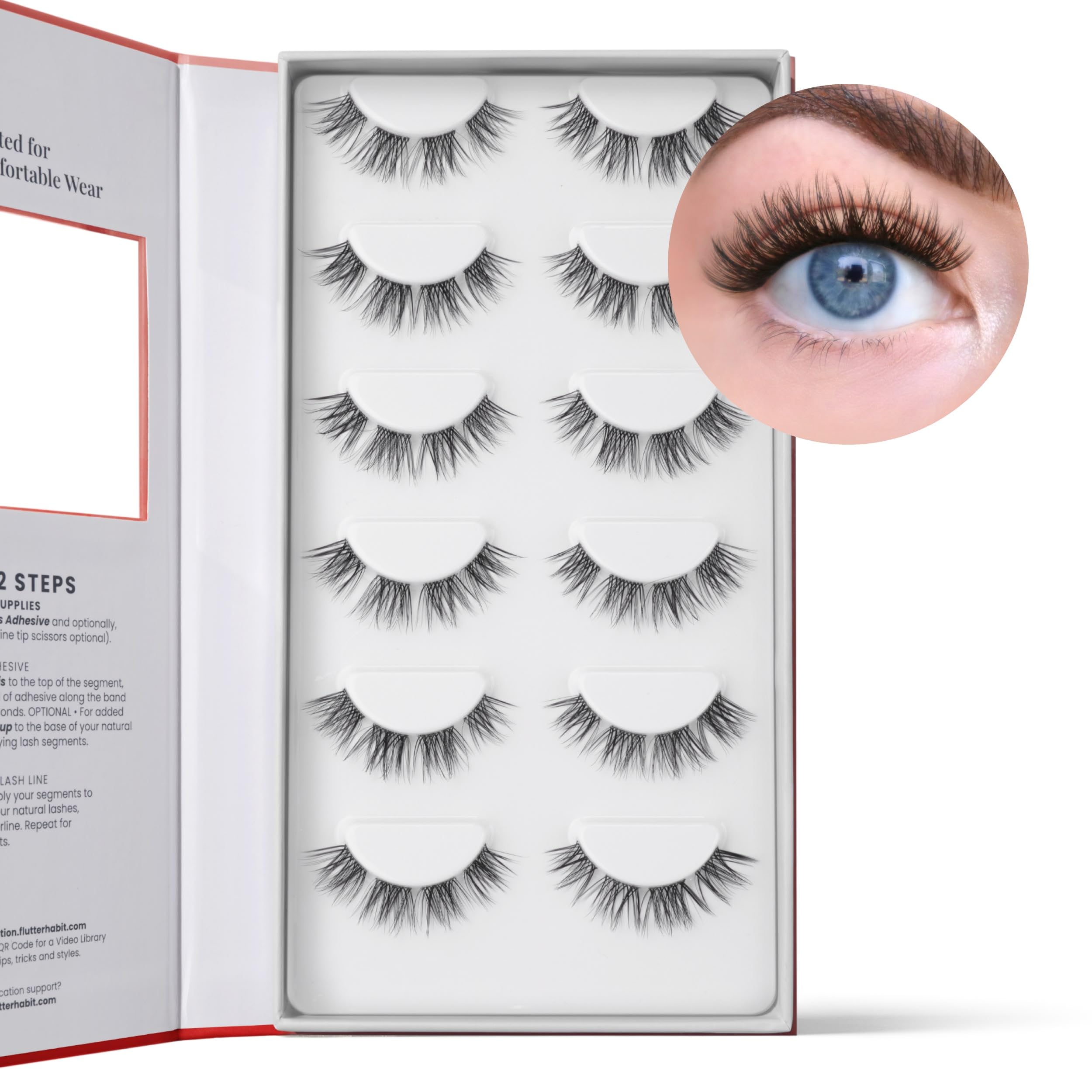 FlutterHabit Sweetheart lash clusters in hand ready for quick, easy DIY lash upgrades