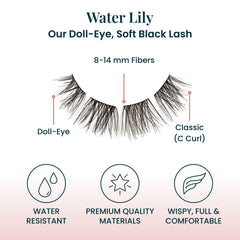FlutterHabit Water Lily Lash Clusters shown with Made for This Adhesive compatibility.