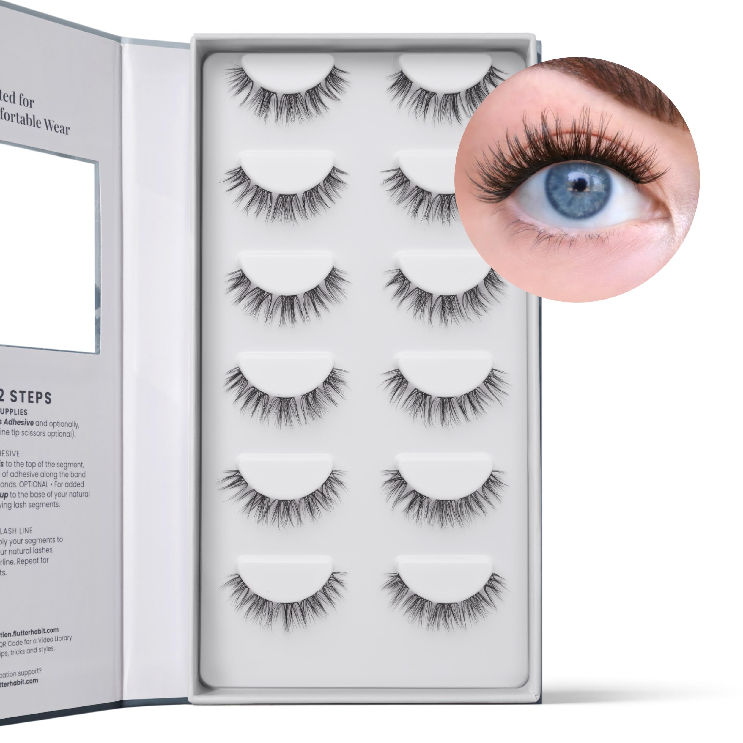 FlutterHabit Water Lily Lash Clusters close-up fibers show lightweight, blended look.