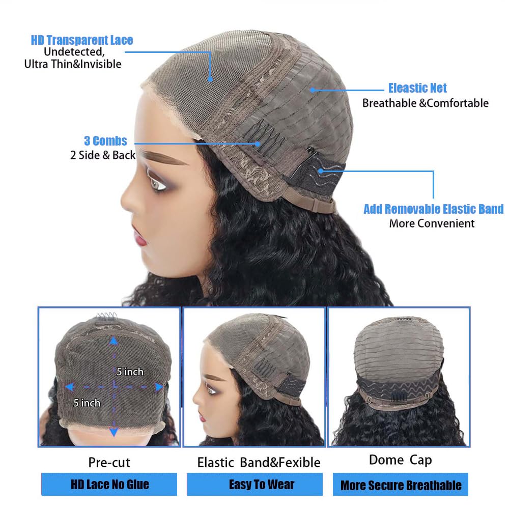 Flwing 5x5 HD lace closure closeup shows natural melt-in lace.