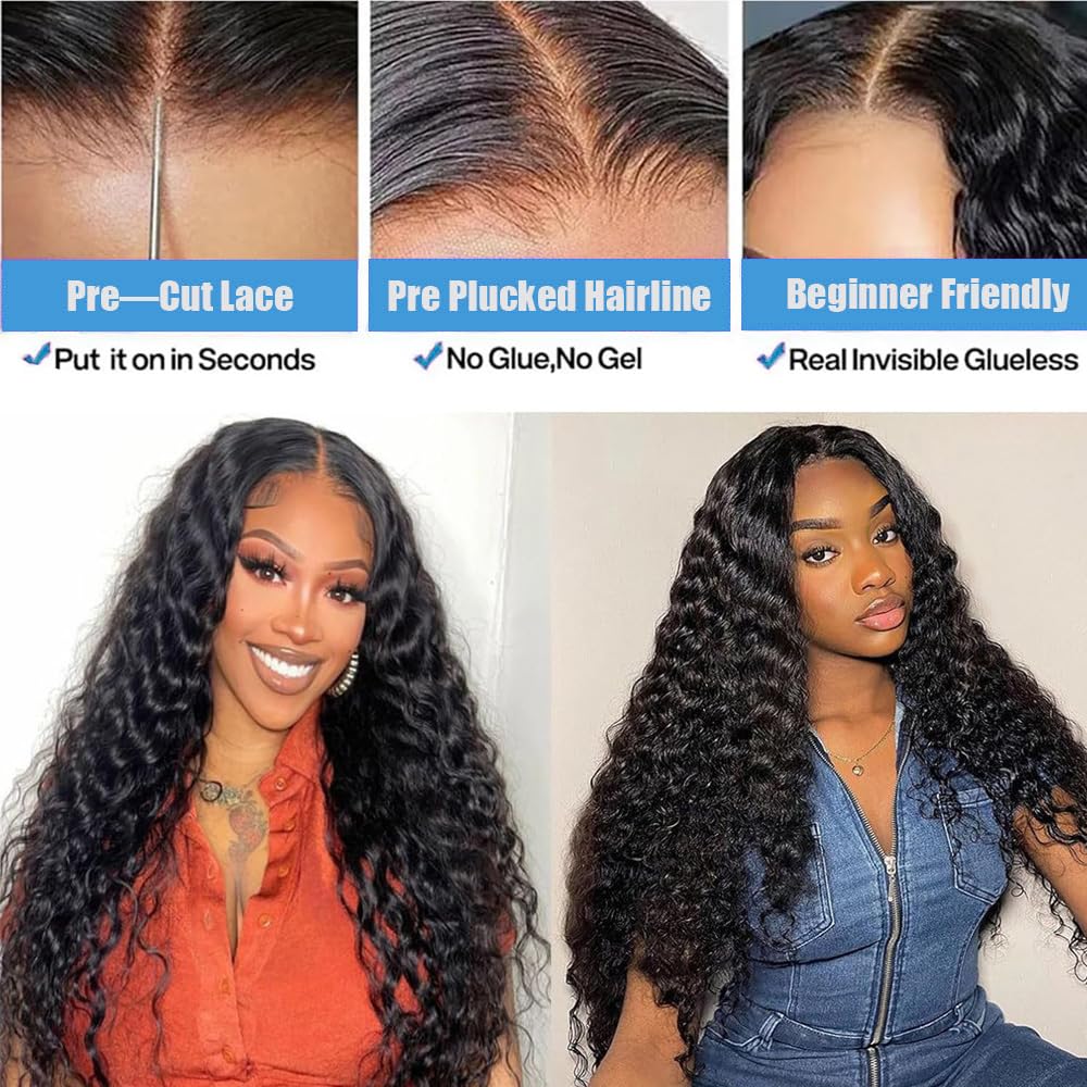 Flwing deep wave texture hair highlights soft curls and long-lasting bounce.