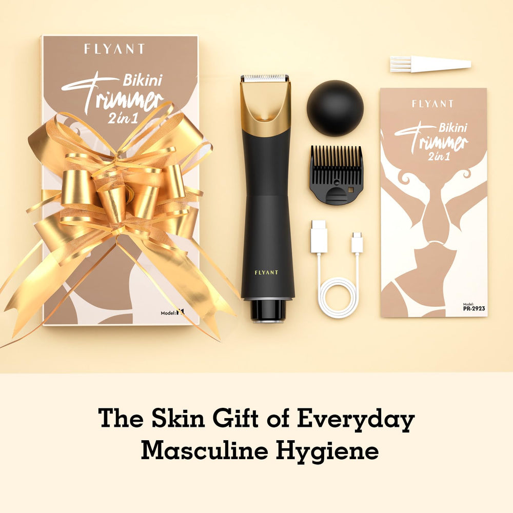 Flyant bikini trimmer gift-box presentation signals a ready-to-gift option.