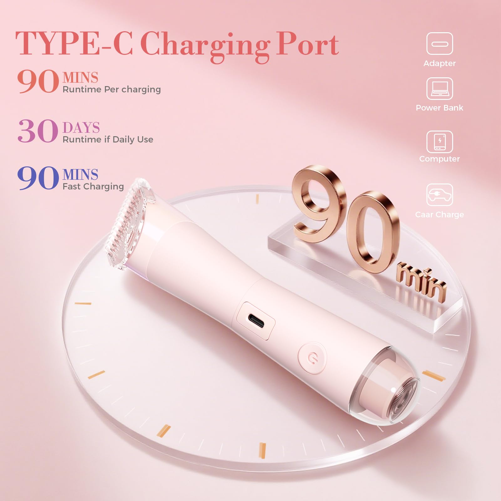 Flyant bikini trimmer waterproof IPX7 rating in a shower scene