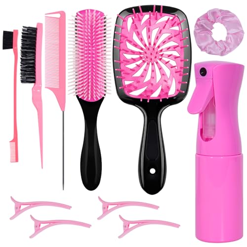 FlyLanyards 11pcs hair brush set package showing full tool assortment for styling.