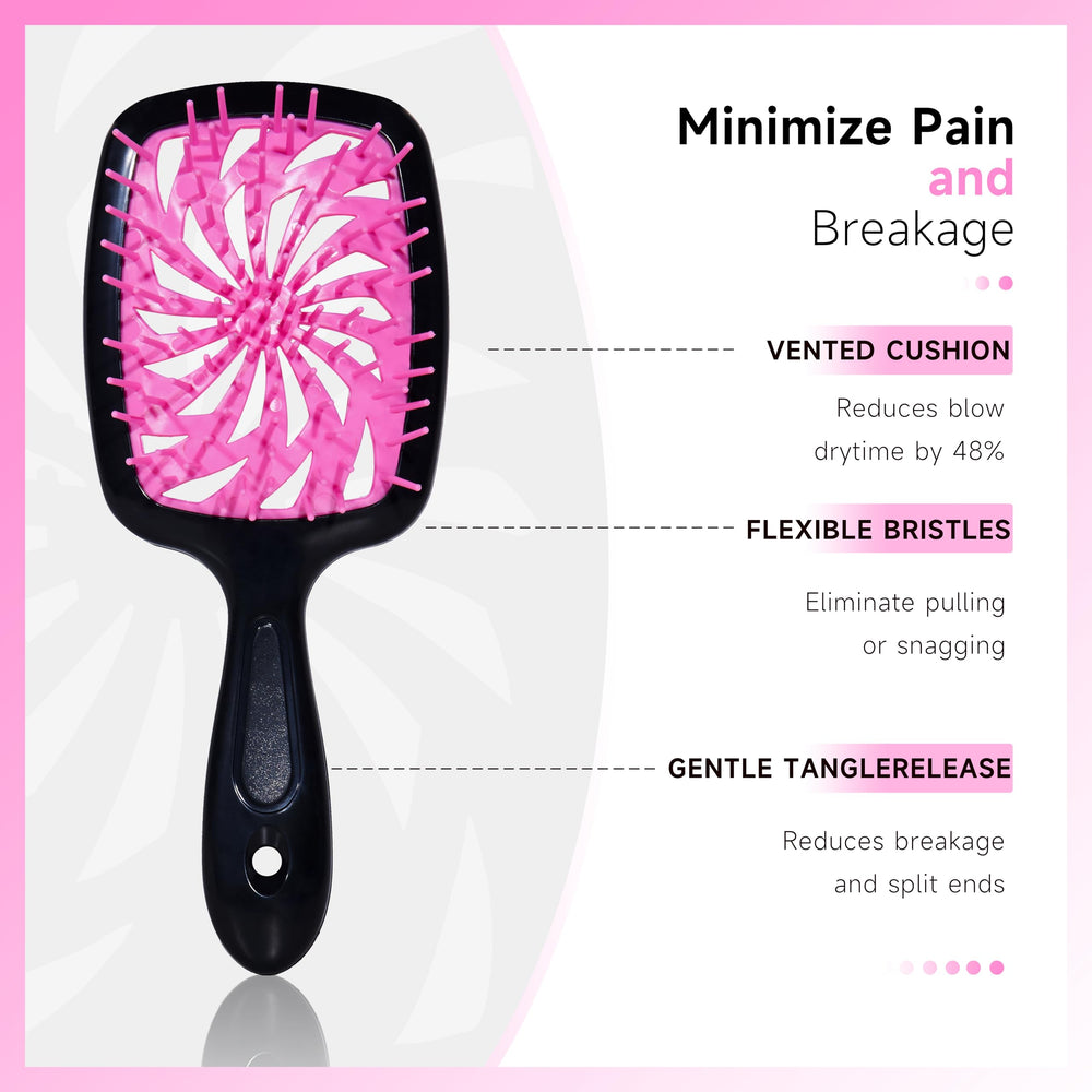 FlyLanyards detangling brush close-up highlights lightweight anti-static design for knot removal.