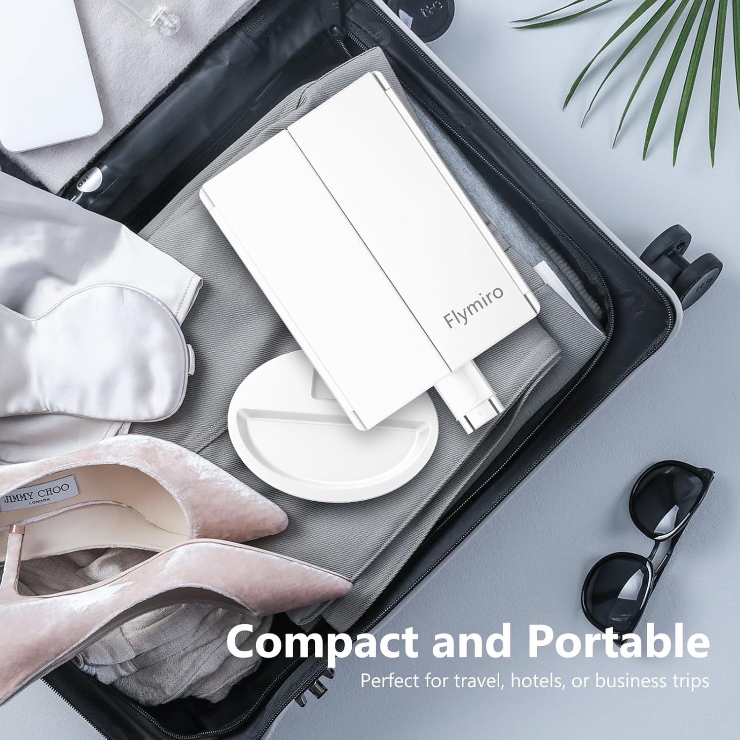 Flymiro vanity mirror offers 180-degree rotation for flexible angles.