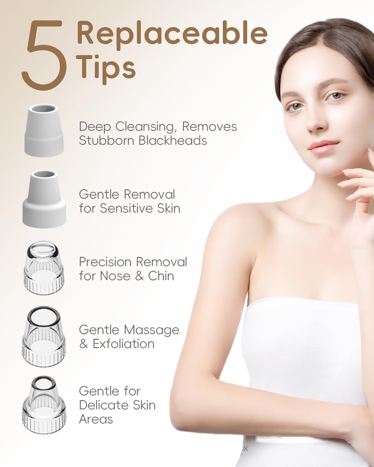Flymooo attachment heads for different pore sizes and targeted cleaning