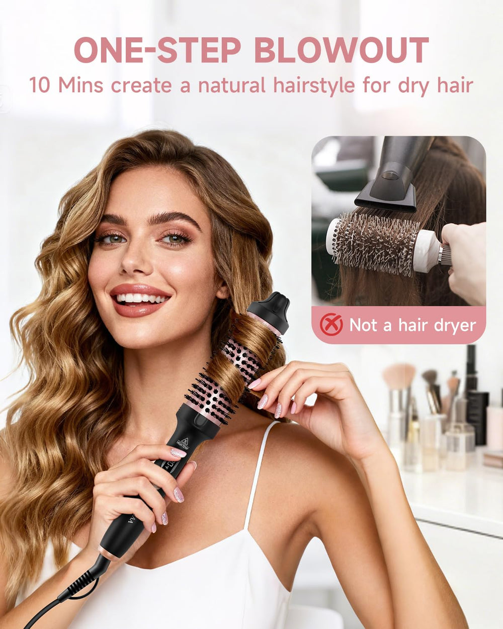FLYZEMAA 3-in-1 styling blends curling, straightening, and boosting volume.