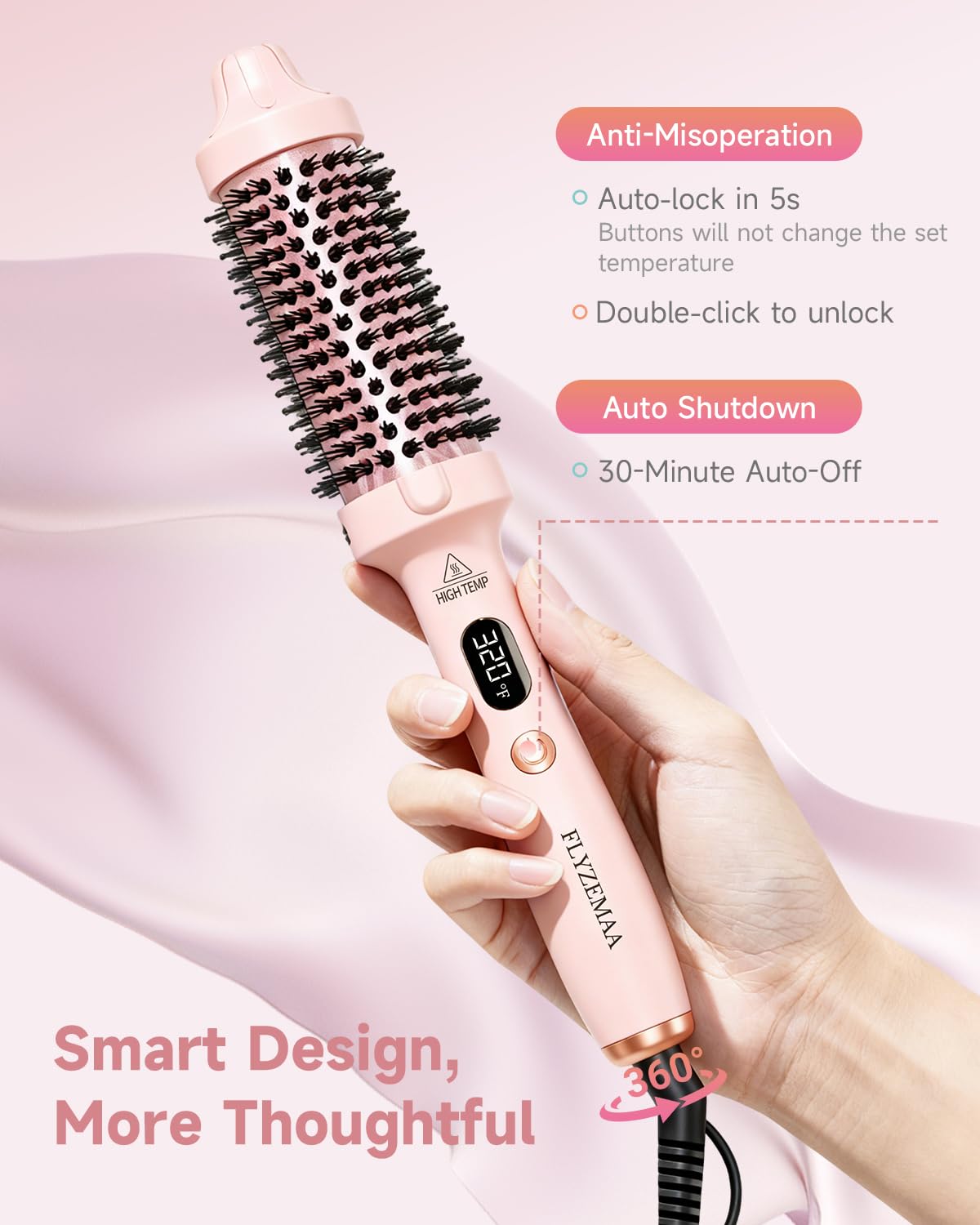FLYZEMAA Thermal Brush auto shut-off feature adds safety after use