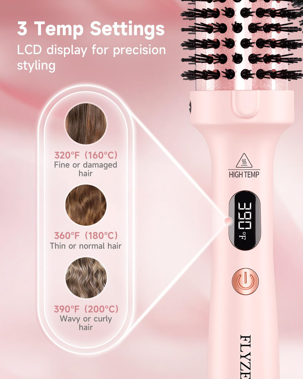 FLYZEMAA Thermal Brush travel-ready with dual voltage for worldwide use
