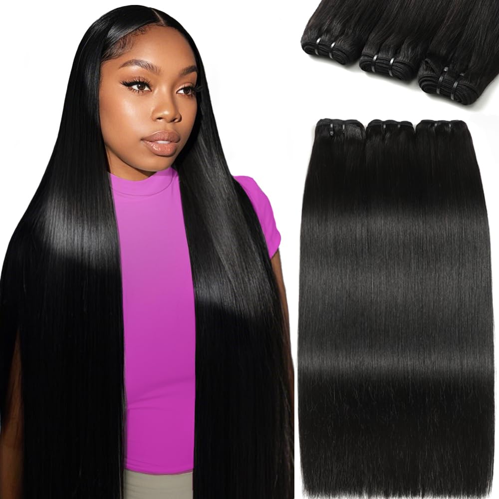FMIDKOU 12A Brazilian hair 20-inch straight bundles with natural black color for everyday wear.