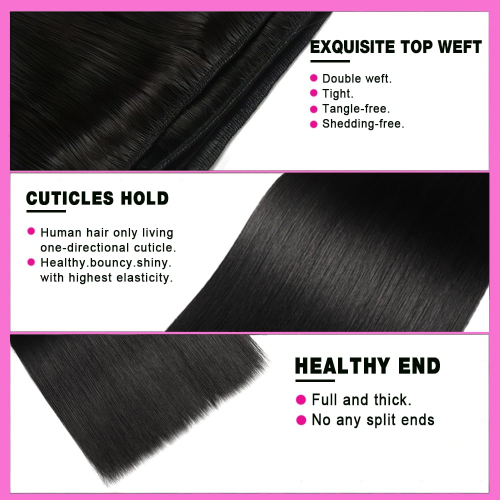FMIDKOU 12A Brazilian hair 22-inch straight bundles offering fullness for sew-ins.