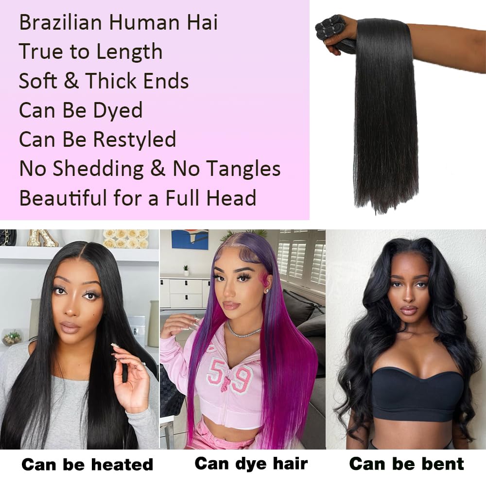 FMIDKOU 12A Brazilian hair 24-inch straight bundles for dramatic length and styling flexibility.