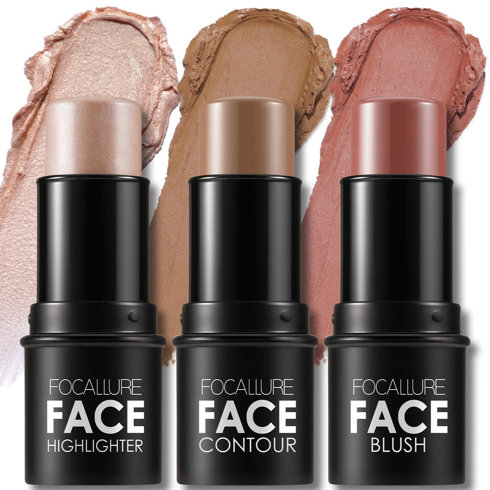 FOCALLURE 3Pcs contour sticks packaging showcases on-the-go makeup simplicity.