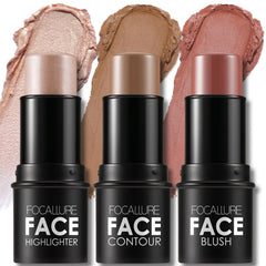 FOCALLURE 3Pcs contour sticks packaging showcases on-the-go makeup simplicity.
