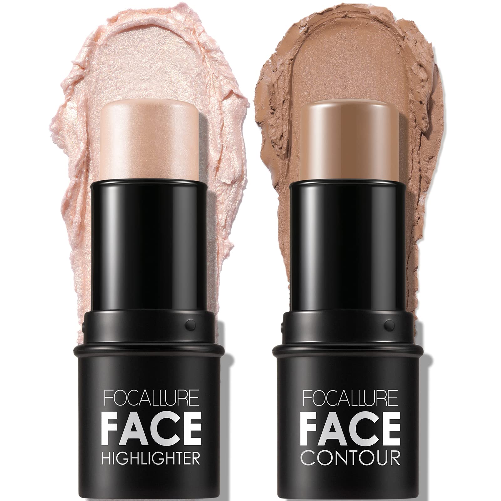 FOCALLURE contour-stick duo closeup shows natural bronze shades for quick everyday definition.