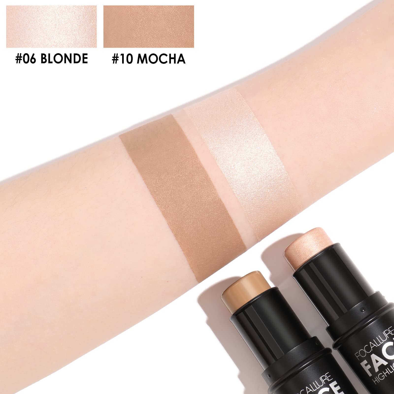FOCALLURE contour-stick highlighter swatches reveal luminous pull for subtle radiance.