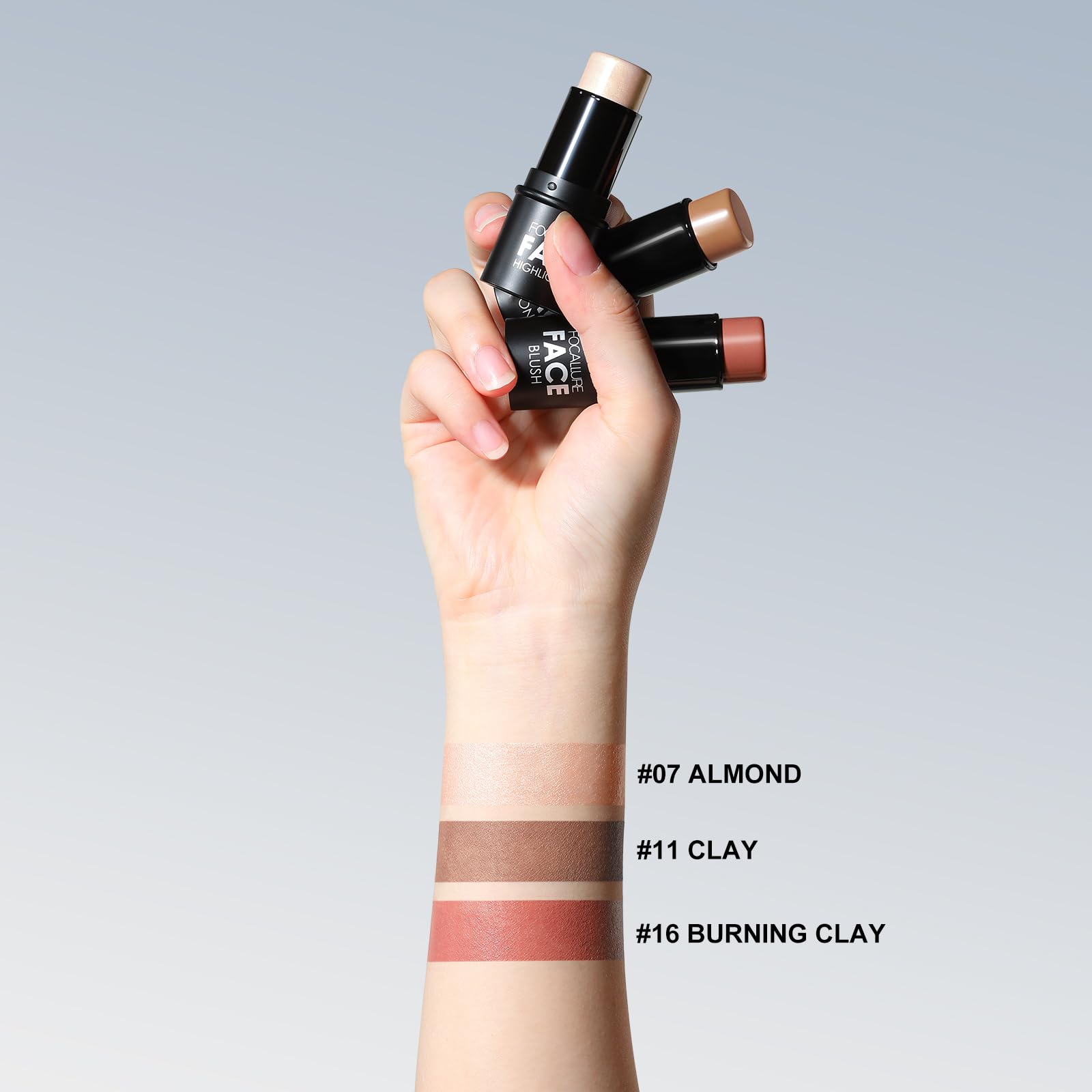 FOCALLURE contour sticks blend smoothly, delivering sunkissed warmth with buildable coverage.