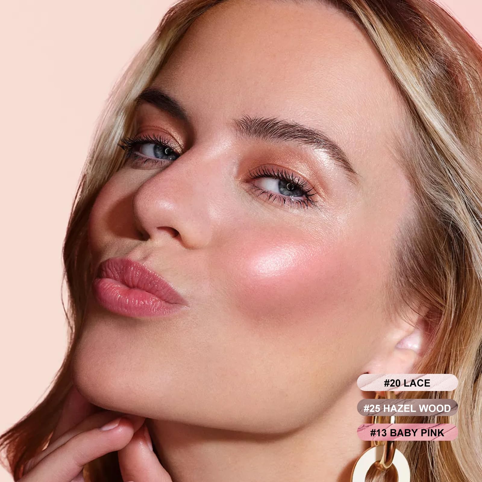 FOCALLURE contour sticks swatches for natural blush, bronze and glow effects.